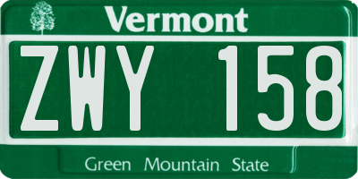 VT license plate ZWY158