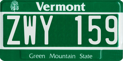 VT license plate ZWY159