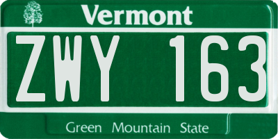 VT license plate ZWY163