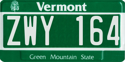 VT license plate ZWY164