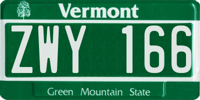VT license plate ZWY166