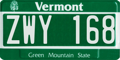 VT license plate ZWY168
