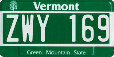 VT license plate ZWY169