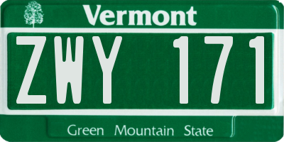 VT license plate ZWY171