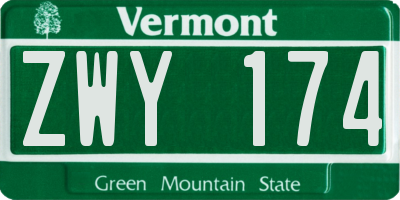 VT license plate ZWY174