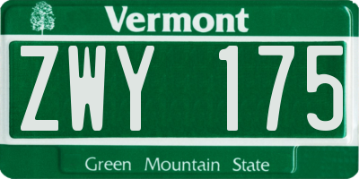 VT license plate ZWY175