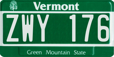 VT license plate ZWY176