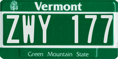 VT license plate ZWY177