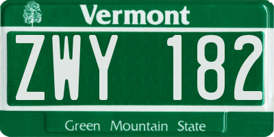 VT license plate ZWY182