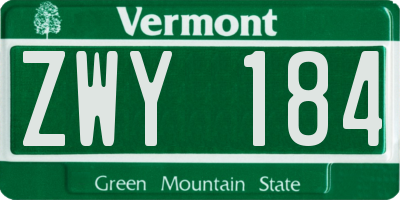 VT license plate ZWY184