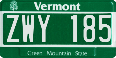 VT license plate ZWY185