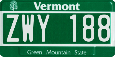 VT license plate ZWY188