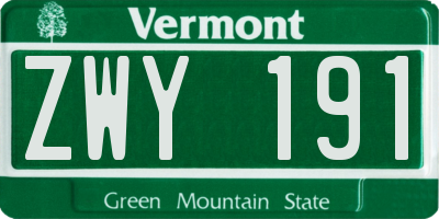 VT license plate ZWY191