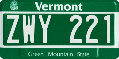 VT license plate ZWY221