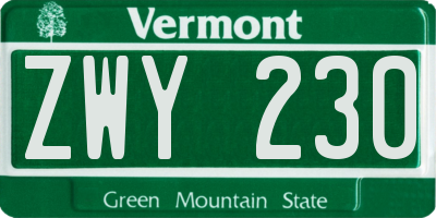 VT license plate ZWY230