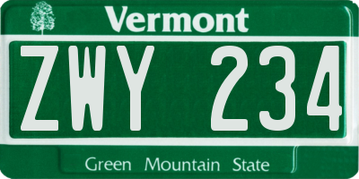 VT license plate ZWY234