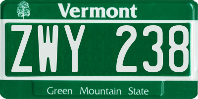 VT license plate ZWY238