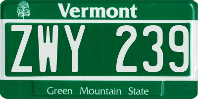 VT license plate ZWY239