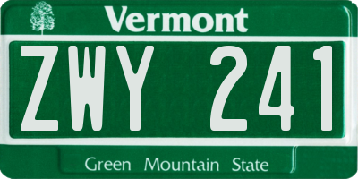 VT license plate ZWY241