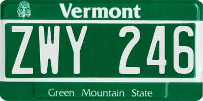 VT license plate ZWY246