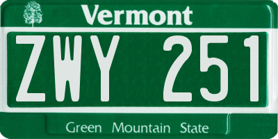 VT license plate ZWY251