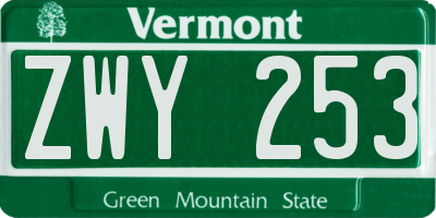 VT license plate ZWY253