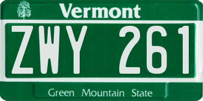 VT license plate ZWY261