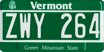 VT license plate ZWY264