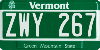 VT license plate ZWY267