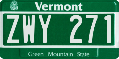 VT license plate ZWY271