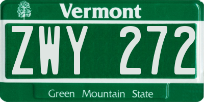 VT license plate ZWY272