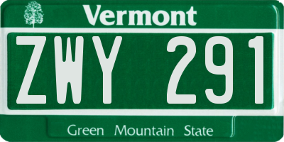 VT license plate ZWY291
