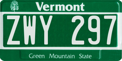 VT license plate ZWY297