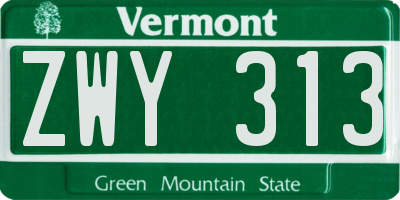 VT license plate ZWY313