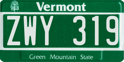 VT license plate ZWY319