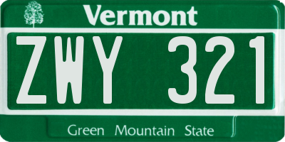 VT license plate ZWY321