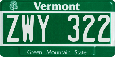 VT license plate ZWY322