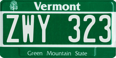 VT license plate ZWY323