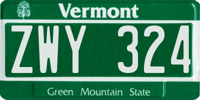 VT license plate ZWY324