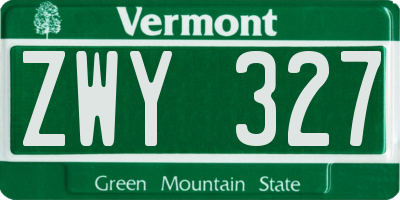 VT license plate ZWY327