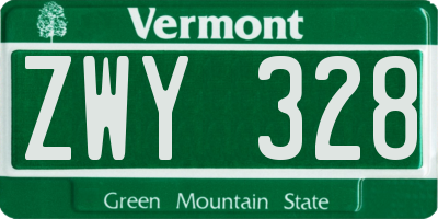 VT license plate ZWY328