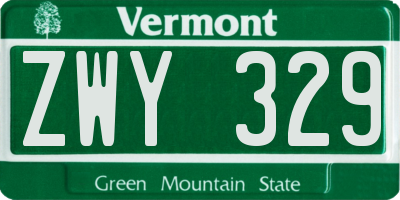 VT license plate ZWY329