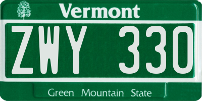 VT license plate ZWY330