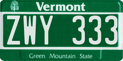 VT license plate ZWY333
