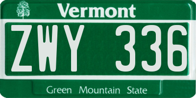 VT license plate ZWY336