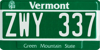 VT license plate ZWY337