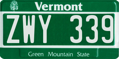 VT license plate ZWY339