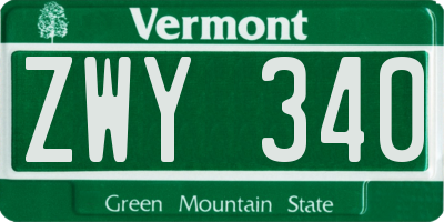 VT license plate ZWY340