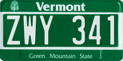 VT license plate ZWY341