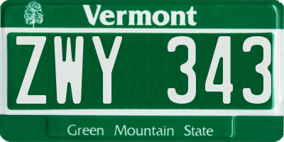 VT license plate ZWY343